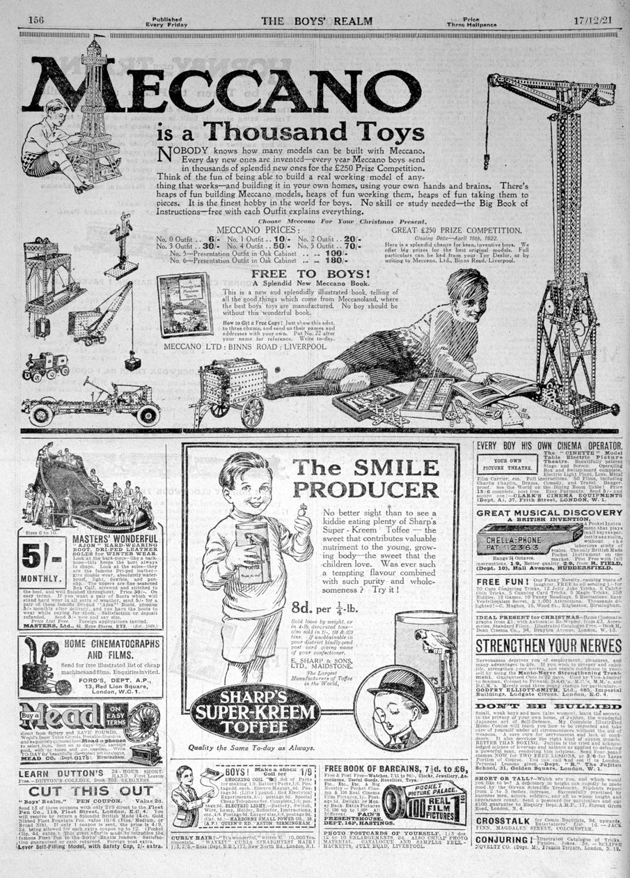 Pagina pubblicitaria in The Boys Realm, Natale 1921 da Unbekannt
