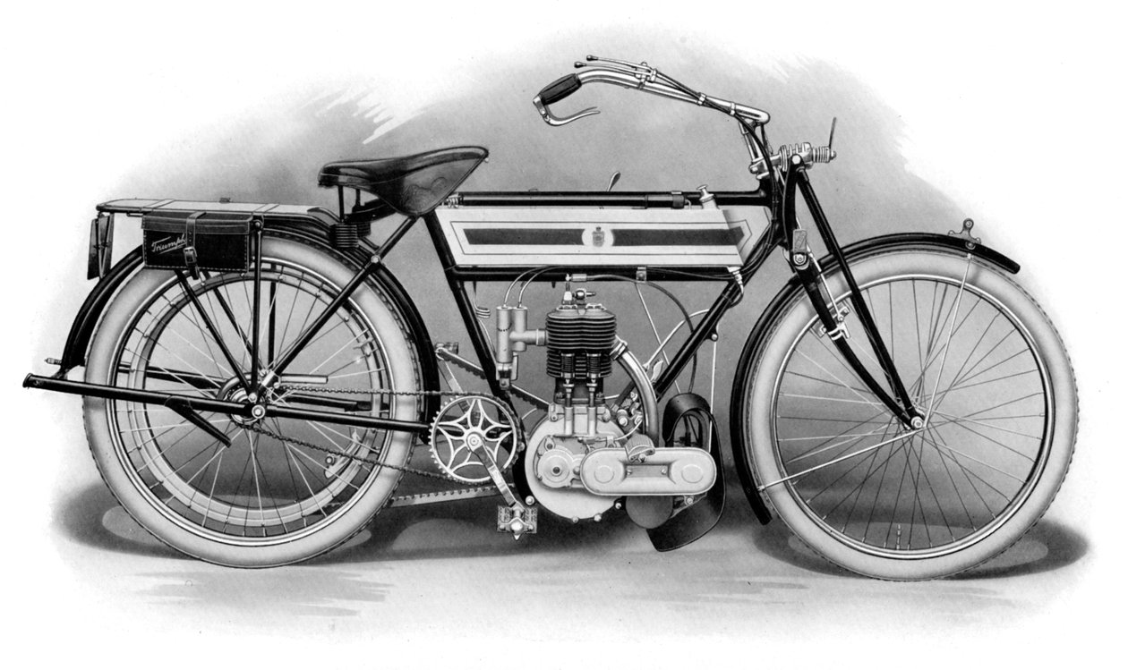 Una delle prime motociclette Triumph, 1911-1912 da Unbekannt