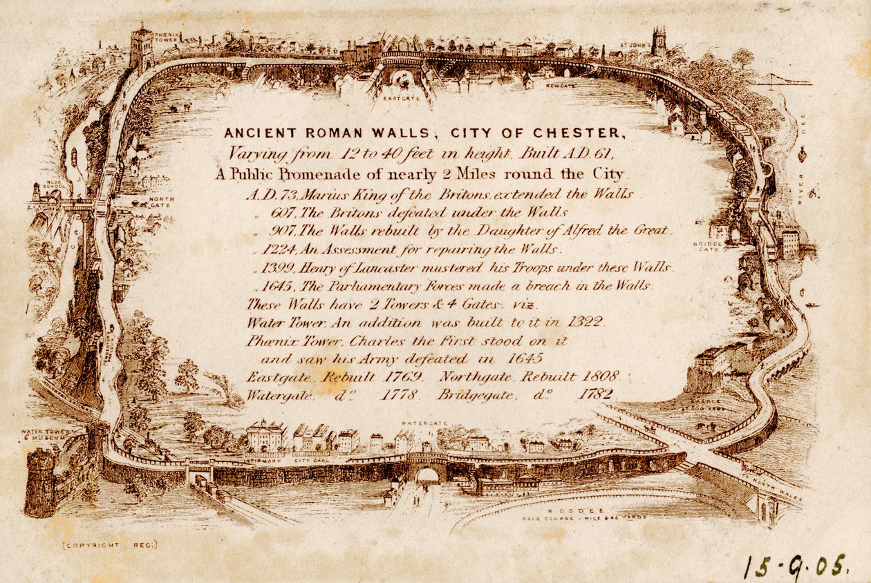 Antiche mura romane, città di Chester, 1905 da Unbekannt