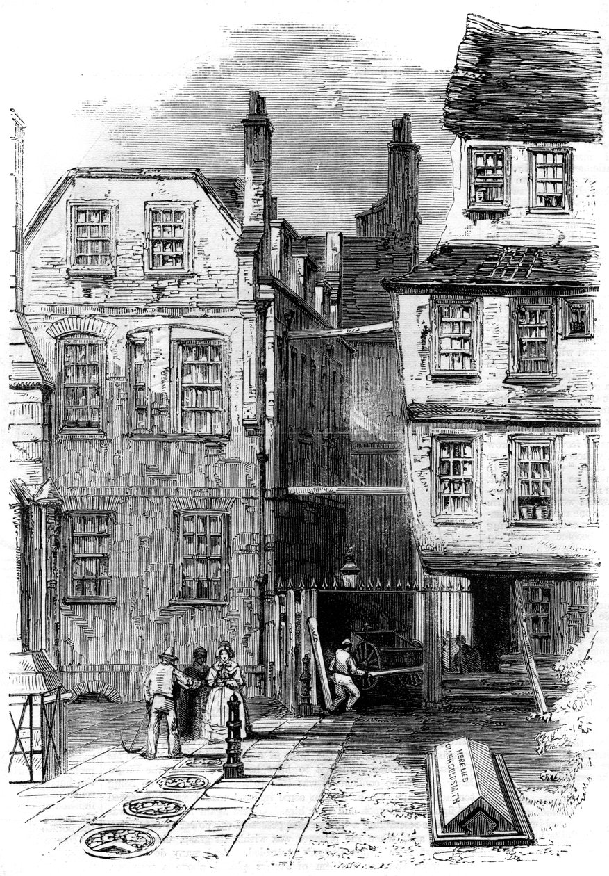 Case antiche nel Tempio e la tomba di Oliver Goldsmith, Londra da Unbekannt