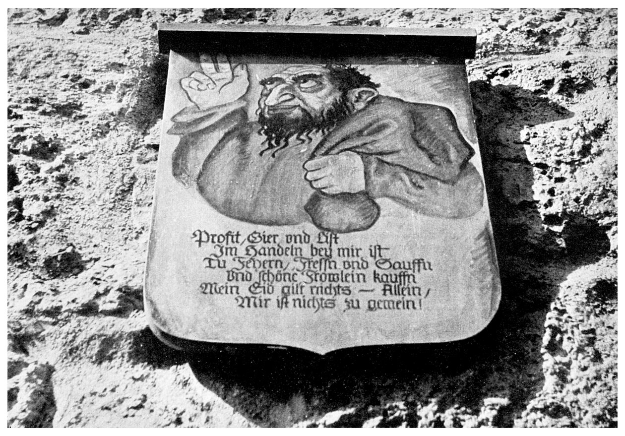Antisemitismo: iscrizione medievale sul muro della città, Rothenburg, Germania, 1956 da Unbekannt