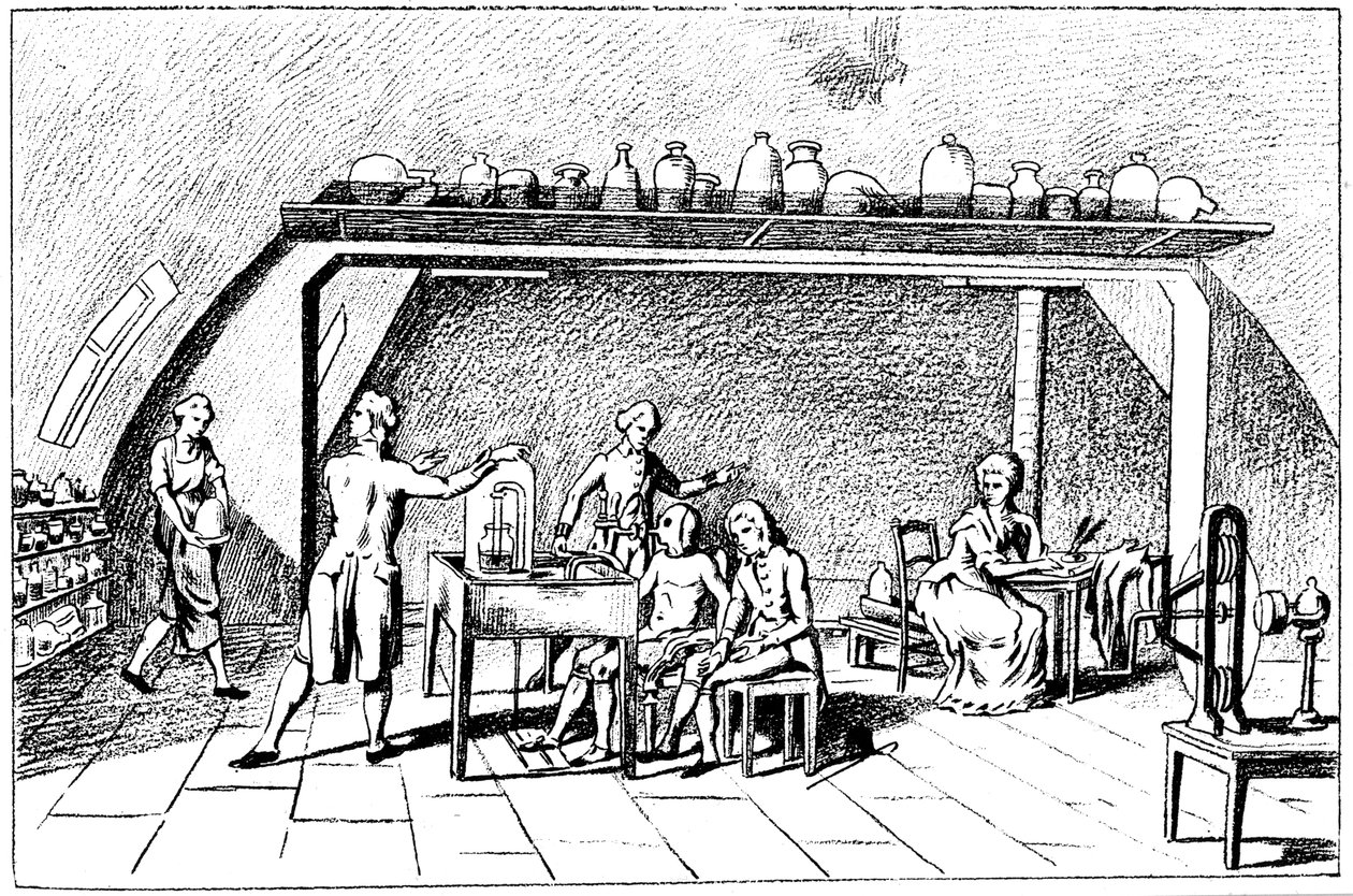 Antoine Laurent Lavoisier, chimico francese del XVIII secolo, che indaga sulla respirazione da Unbekannt
