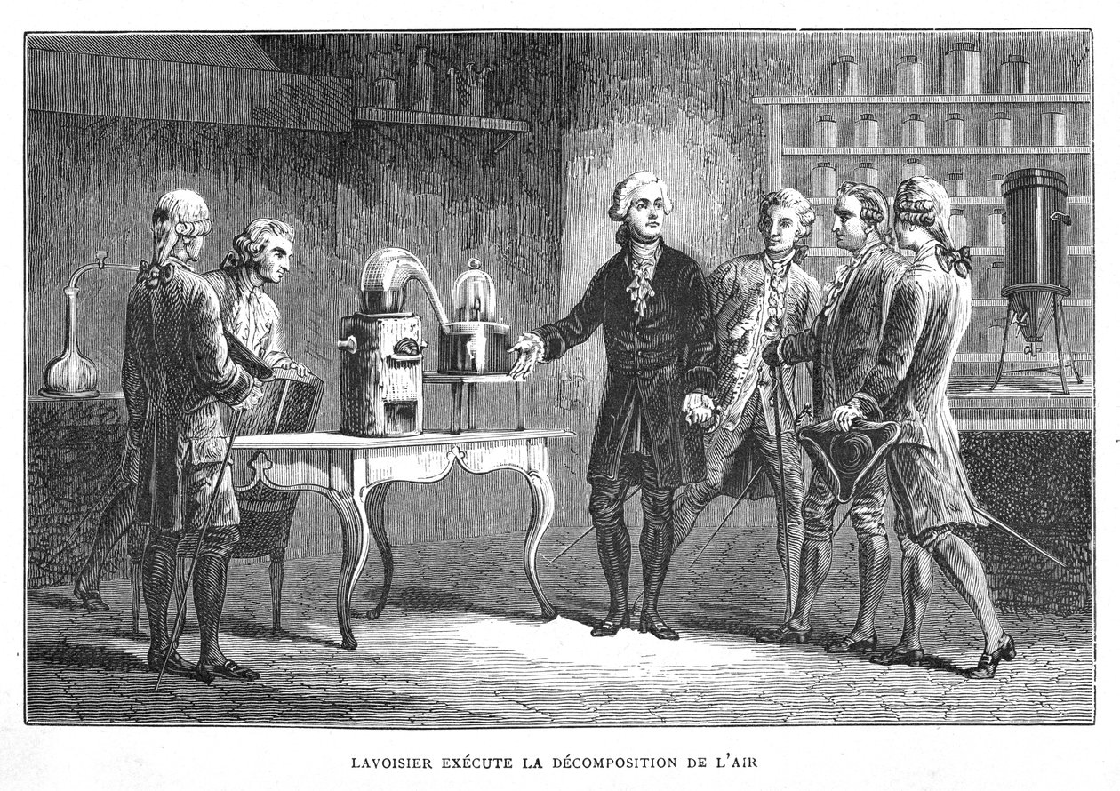 Antoine Laurent Lavoisier, chimico francese, dimostra la sua scoperta dell