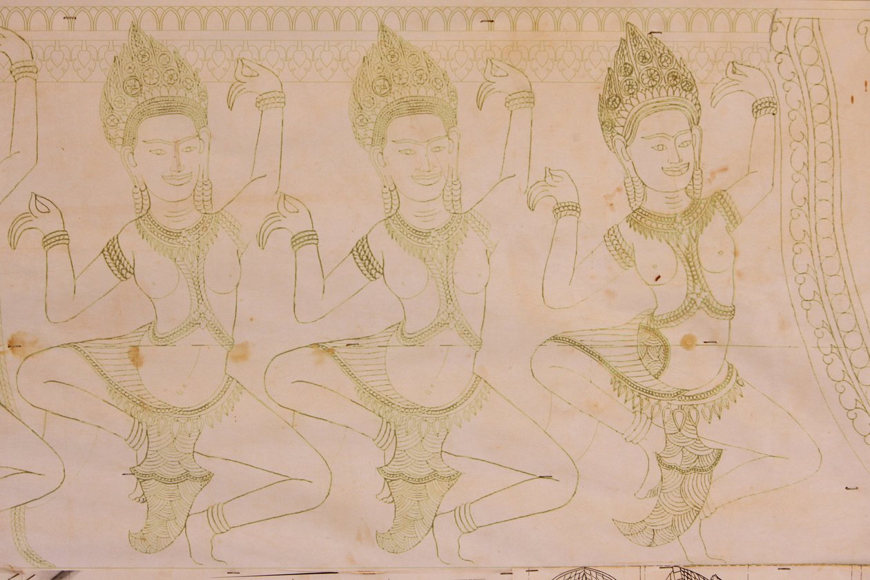 Disegno di Apsara, Siem Reap, Cambogia da Unbekannt