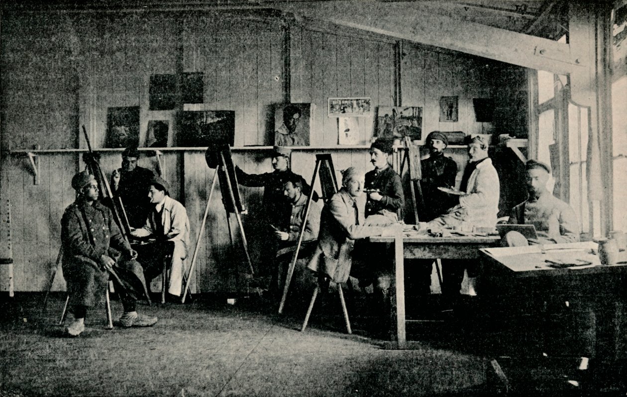 Artisti prigionieri di guerra nel loro studio a Giessen, c1916 da Unbekannt