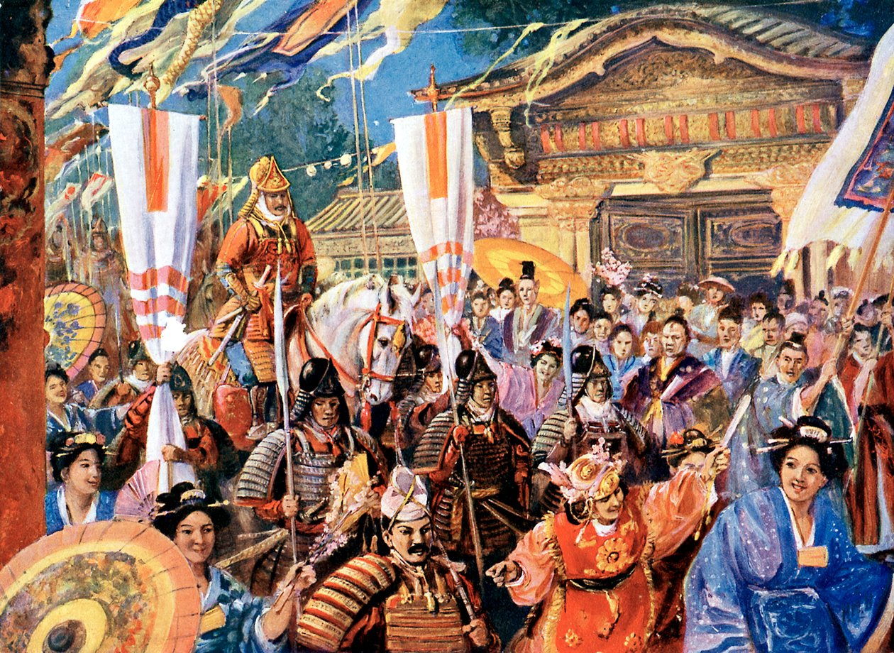 Impressione artistica di Yorimoto, guerriero giapponese del 12° secolo, 20° secolo da Unbekannt