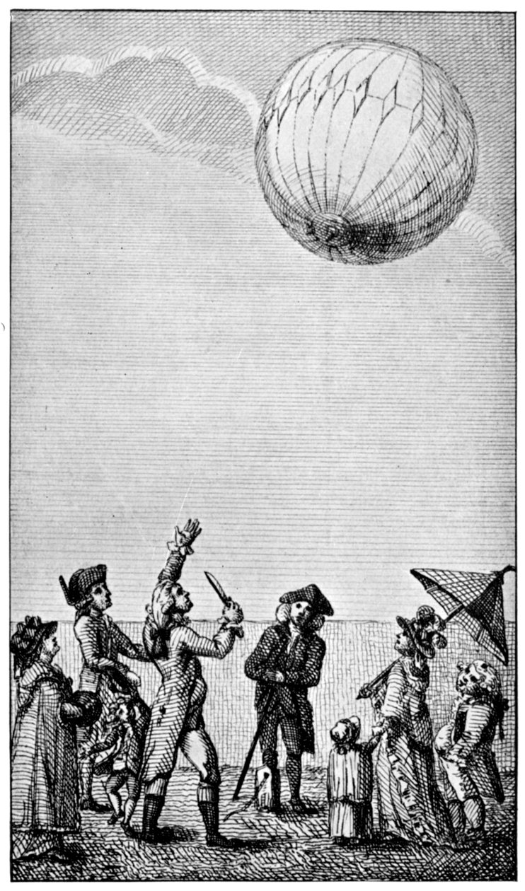 Ascensione di un pallone Montgolfier, fine XVIII secolo, 1910 da Unbekannt