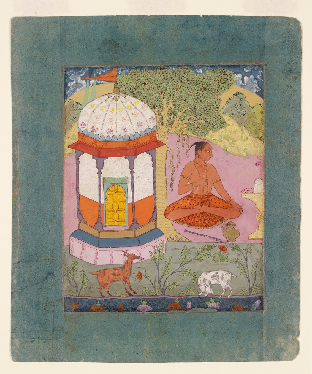 Asceta in un paesaggio, che illustra il modo musicale Bangali Ragini, c1675 da Unbekannt