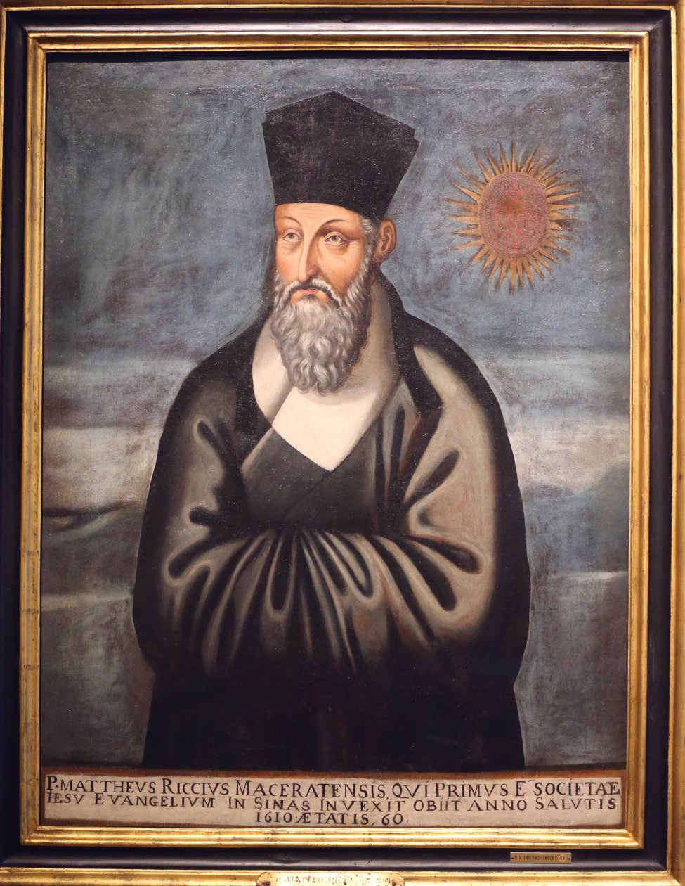 Museo delle Civiltà Asiatiche. Cristianesimo in Asia: Arte Sacra e Splendore Visivo. Ritratto di Matteo Ricci (un gesuita italiano che ha trascorso gran parte della sua vita portando il cristianesimo in Cina). Emmanuele Pereira (You Wenhui) da Unbekannt
