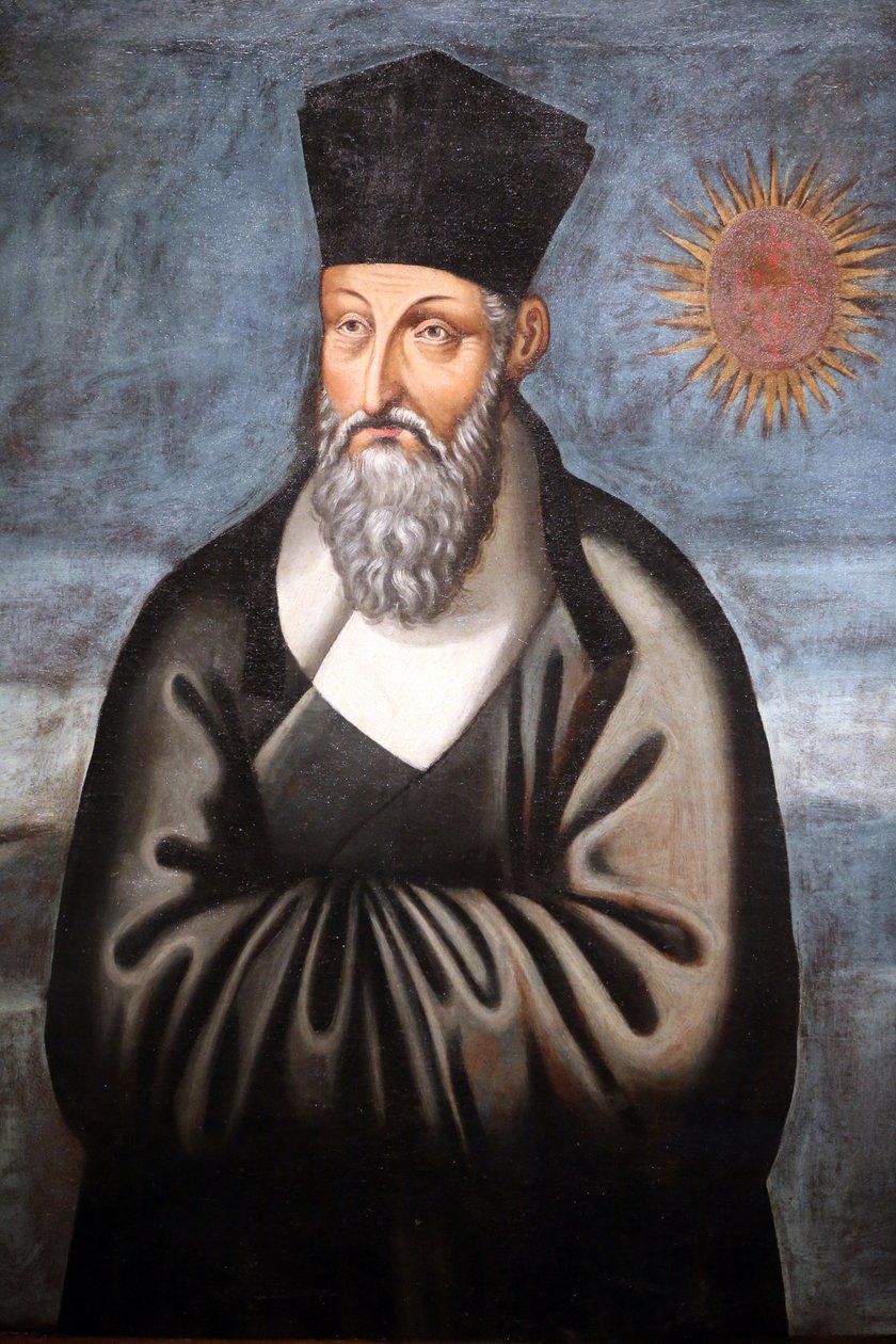 Museo delle Civiltà Asiatiche. Cristianesimo in Asia: Arte Sacra e Splendore Visivo. Ritratto di Matteo Ricci (un gesuita italiano che trascorse gran parte della sua vita portando il cristianesimo in Cina). Emmanuele Pereira (You Wenhui) da Unbekannt