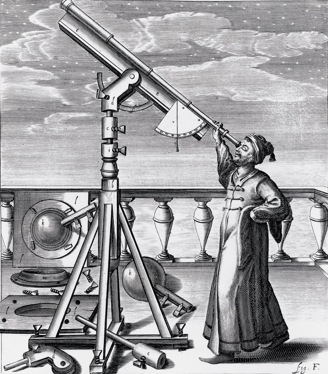 Telescopio astronomico con osservatore da Unbekannt