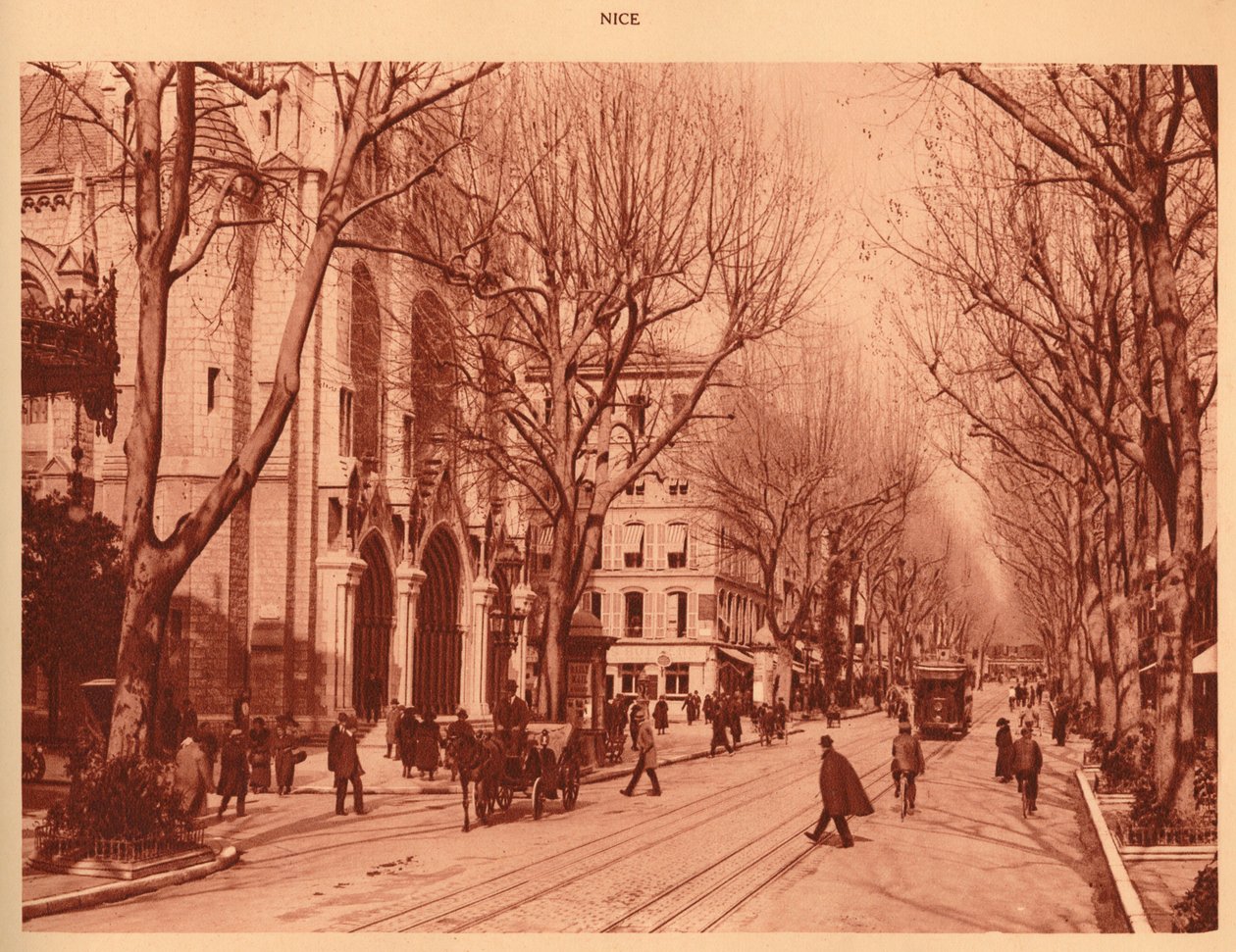Avenue de la Victoire e Chiesa di Notre-Dame, Nizza, 1930 da Unbekannt