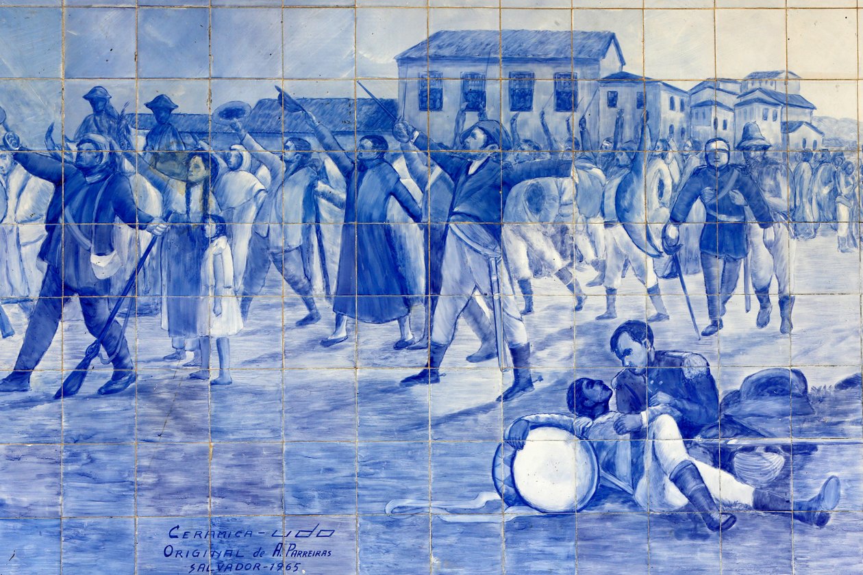 Mosaico di azulejo che raffigura la lotta del Brasile per l