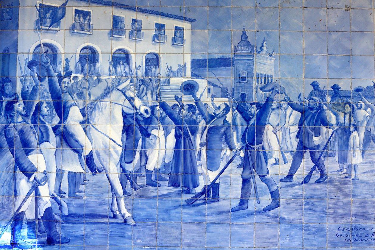 Mosaico di azulejo raffigurante il popolo di Cachoeira che acclama il principe Pedro, che ha guidato il Brasile all