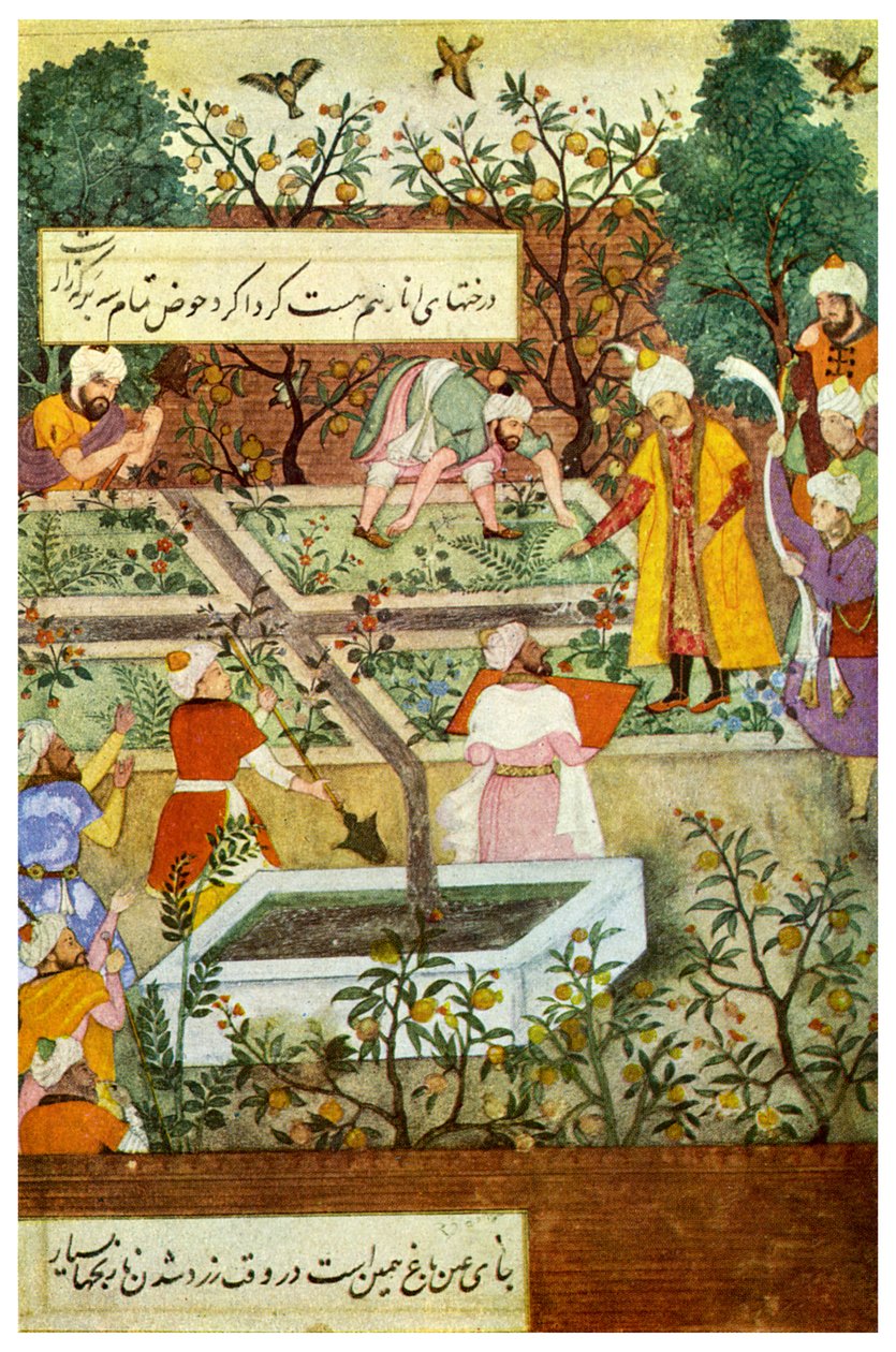 Babur che sovrintende nel Giardino della Fedeltà, 1508 da Unbekannt
