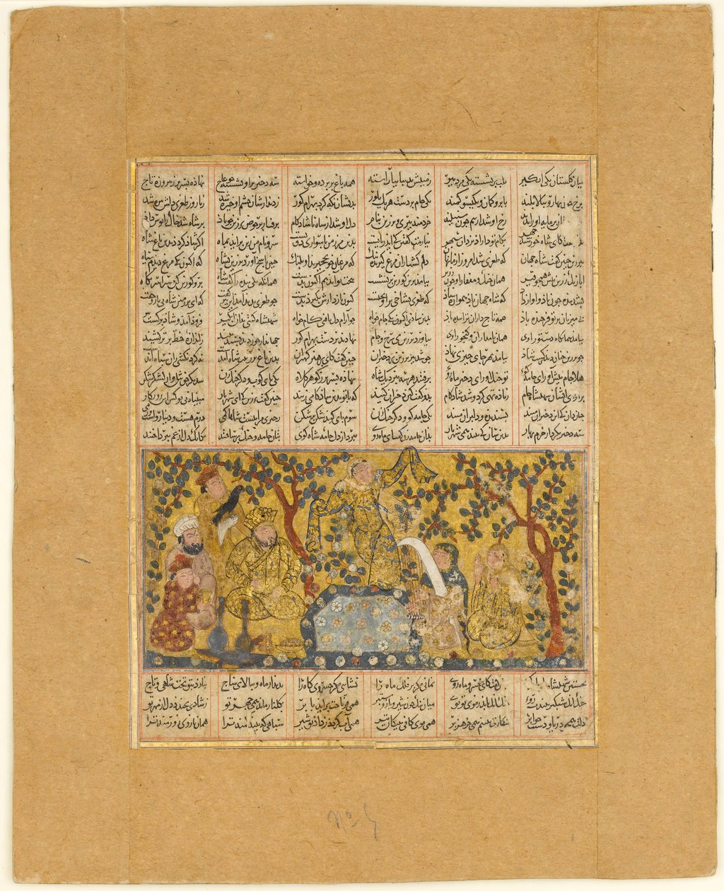 Bahram Gur intrattenuto dalle figlie di Barzin, foglio da uno Shahnama..., 1300-1330 da Unbekannt