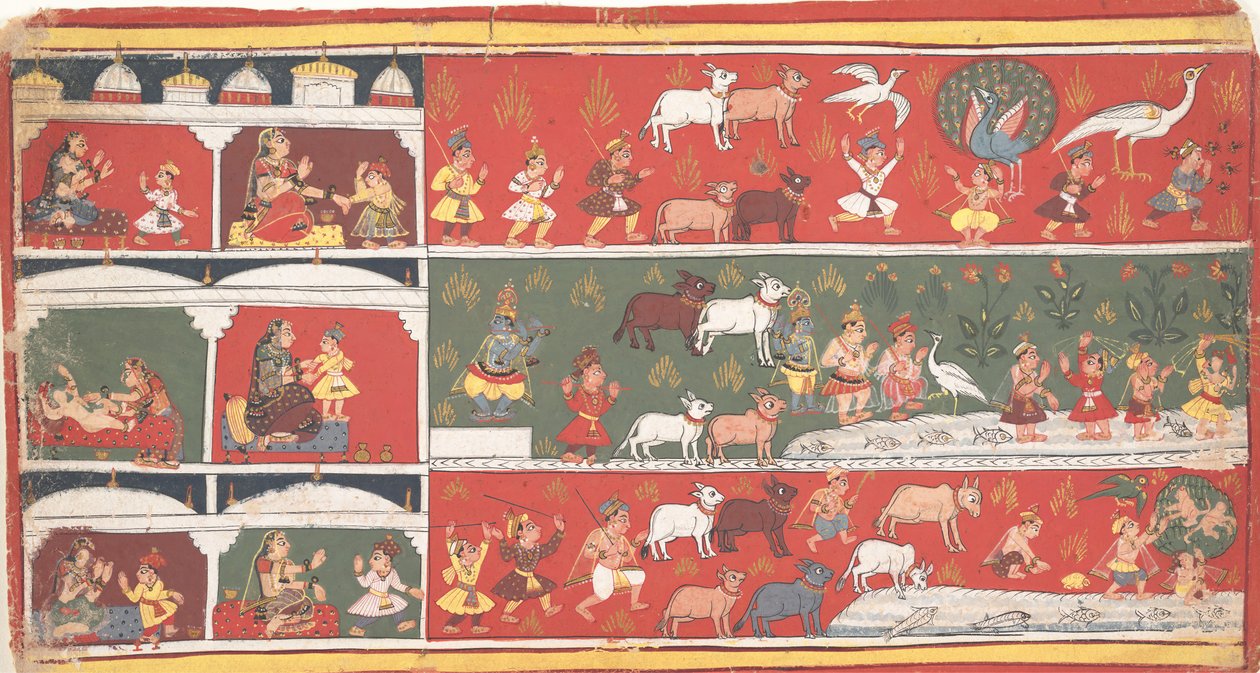 Bakasura, il demone gru, arriva a Brindavan... un Bhagavata Purana disperso da Unbekannt