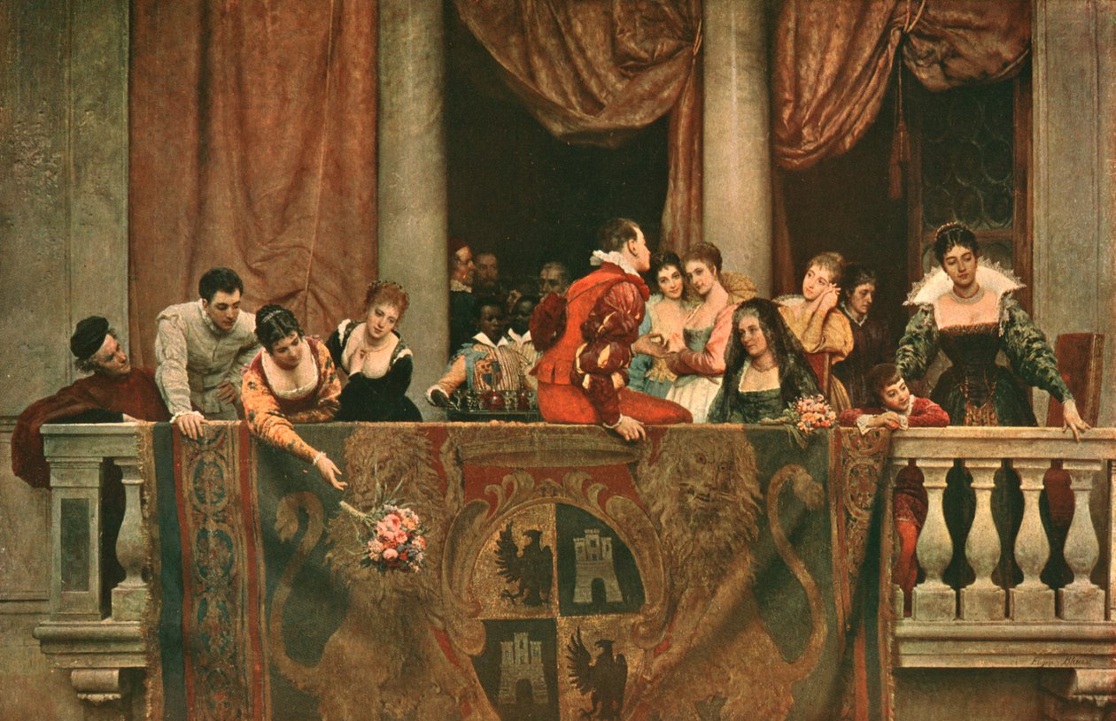 Scena sul balcone al Carnevale, 1879-1879, c1902 da Unbekannt