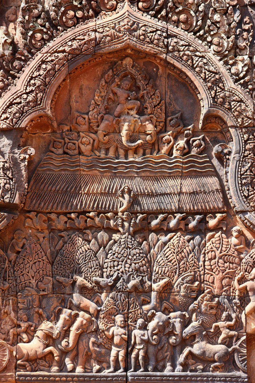 Tempio di Banteay Srei ad Angkor in Cambogia. Finemente scolpito. Siem Reap, Cambogia da Unbekannt