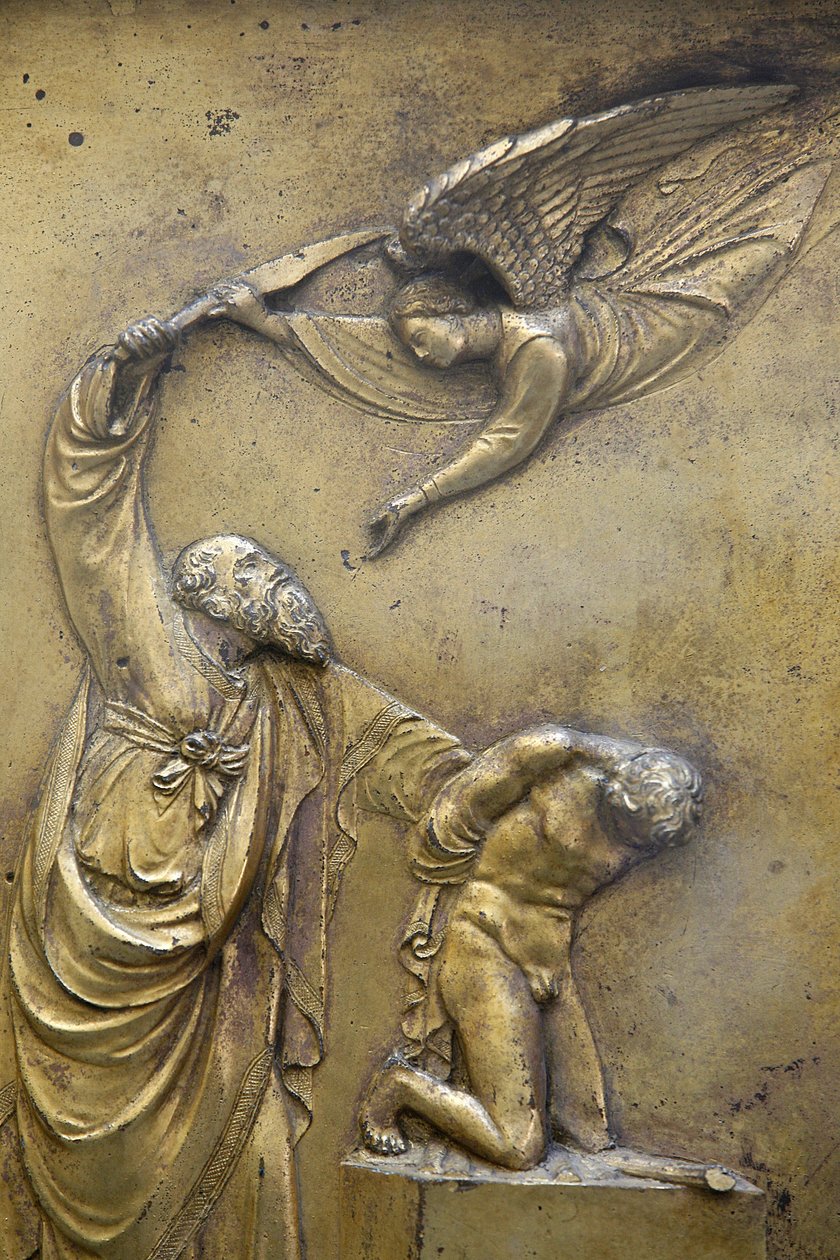 Battistero di San Giovanni. Porta del Paradiso. Abramo che sacrifica Isacco, Firenze, Italia da Unbekannt