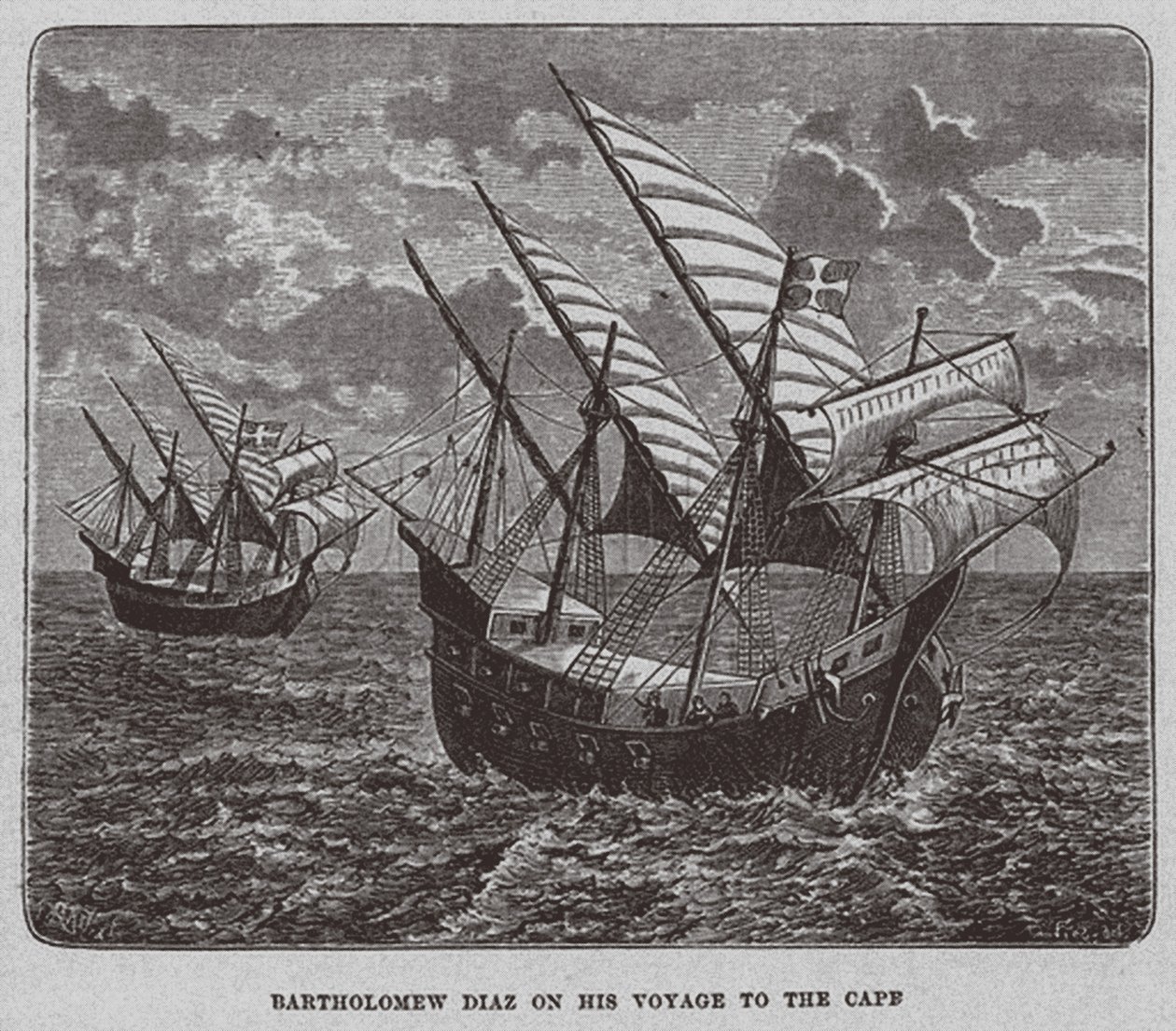 Bartolomeo Diaz nel suo viaggio verso il Sudafrica, 1878 da Unbekannt