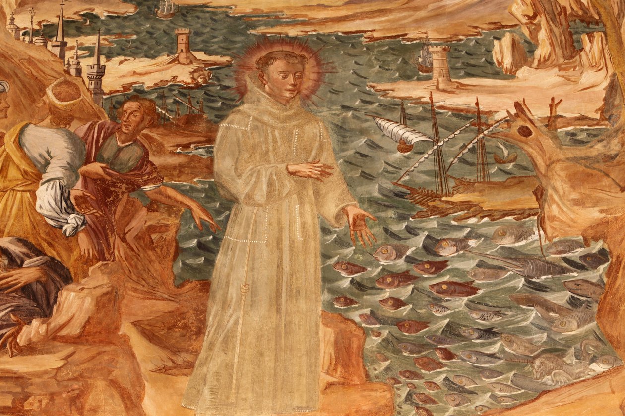 Basilica di Santa Caterina, Galatina, Apulia, affresco nel chiostro: Sant