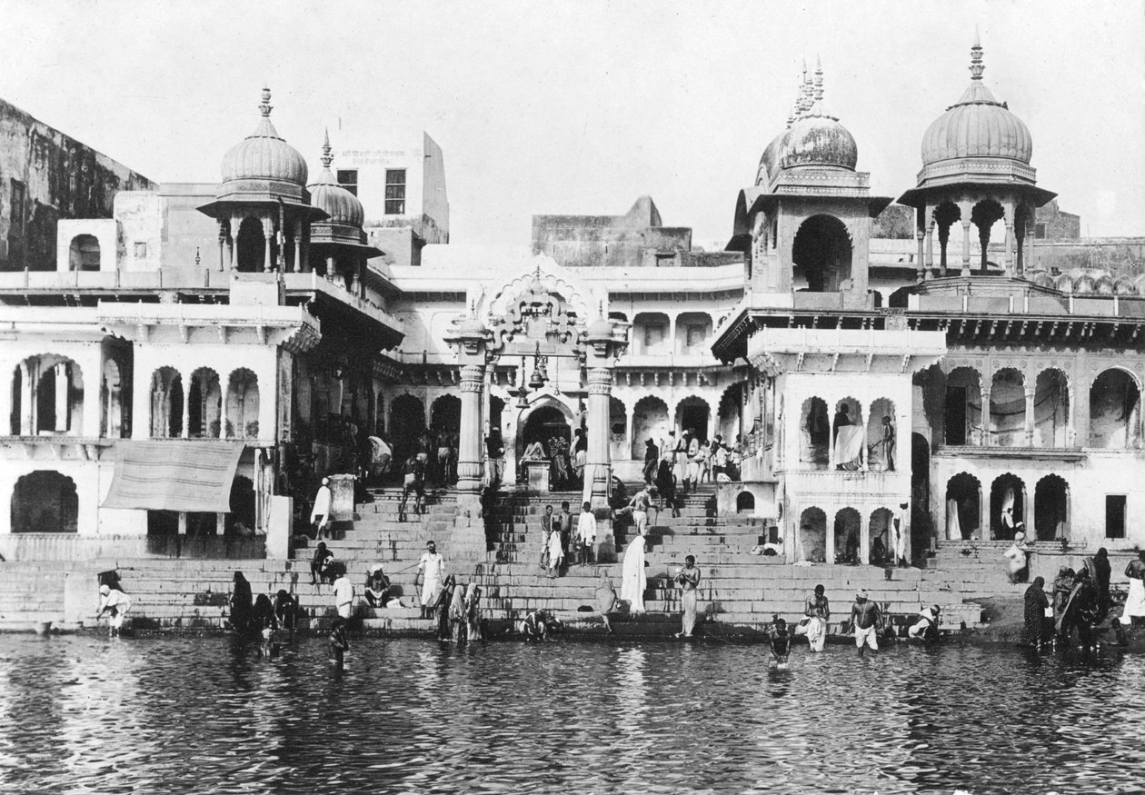 Ghat per il bagno sul fiume Yamuna, Muttra, 1917 da Unbekannt
