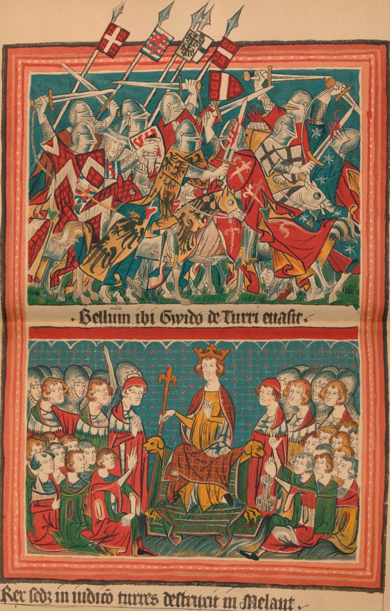 Battaglia e corte di giustizia durante la marcia di Enrico VII su Roma: una pagina dal Codex Balduineus da Unbekannt