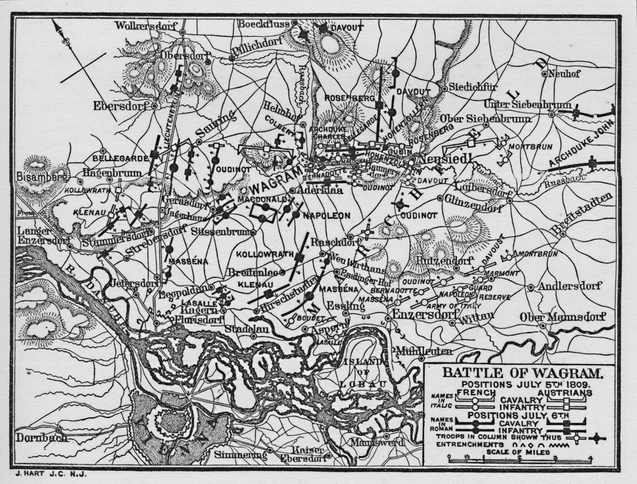 Battaglia di Wagram, posizioni 5 luglio 1809, 1896 da Unbekannt