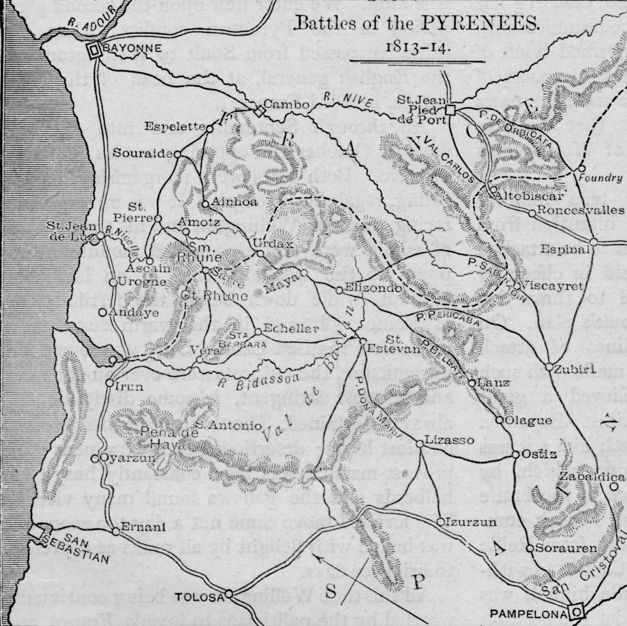 Battaglie dei Pirenei: Mappa Schizzo, 1902 da Unbekannt