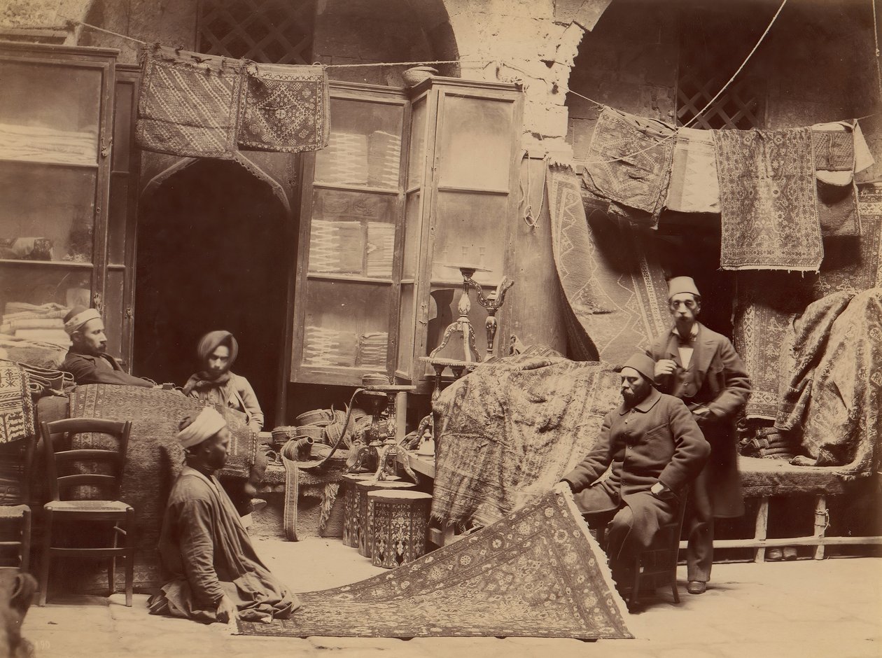 Bazar, mercanti di tappeti, 1870 da Unbekannt