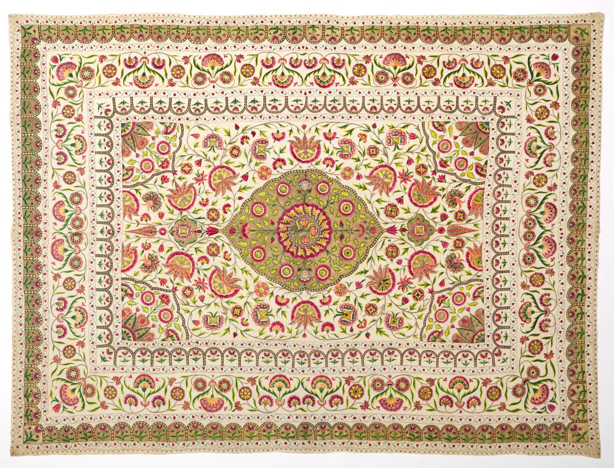 Coperta da letto con motivo a medaglione floreale, fine 1600-inizio 1700 da Unbekannt