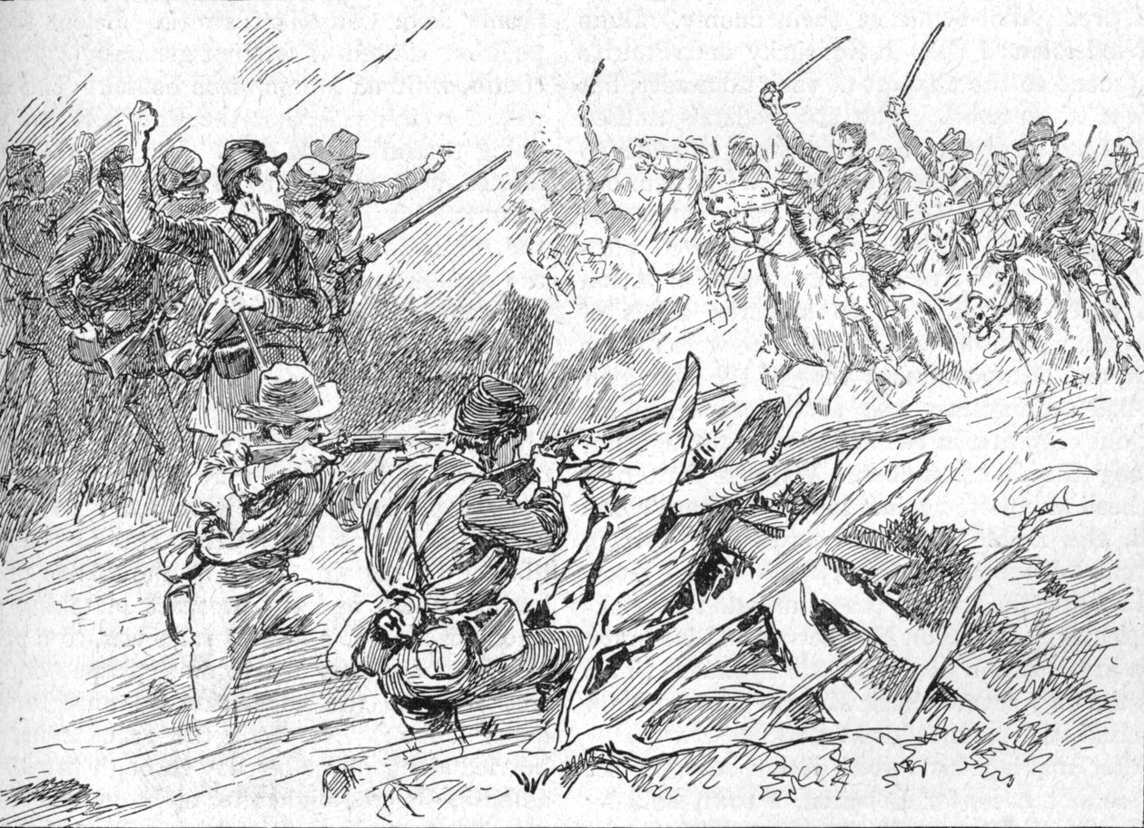 Dietro le rozze opere di difesa giacevano gli uomini del Michigan, 1902 da Unbekannt