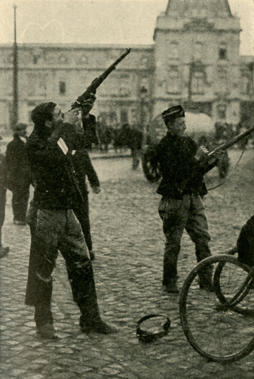 Ciclisti militari belgi che sparano a un aereo tedesco, Prima Guerra Mondiale da Unbekannt