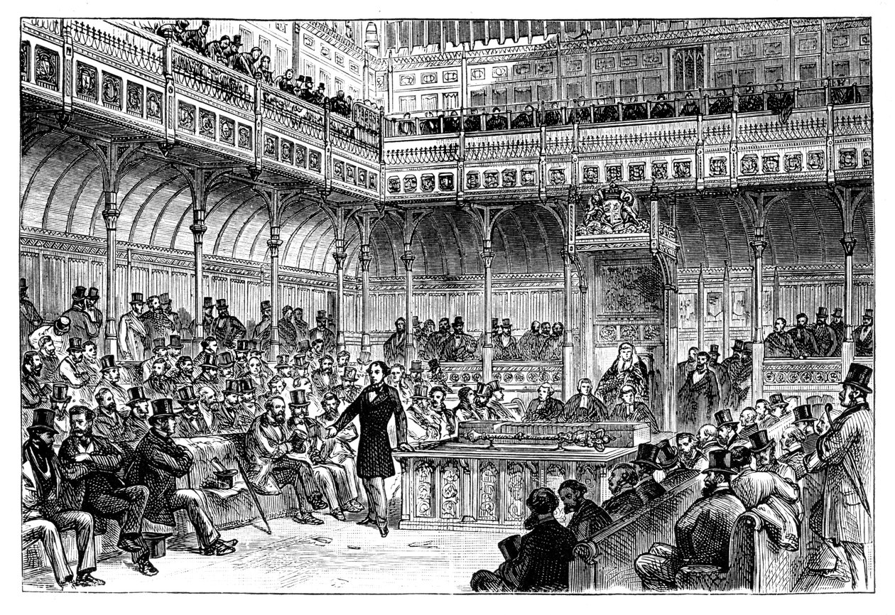 Benjamin Disraeli introduce il suo disegno di legge di riforma alla Camera dei Comuni, c1867 da Unbekannt