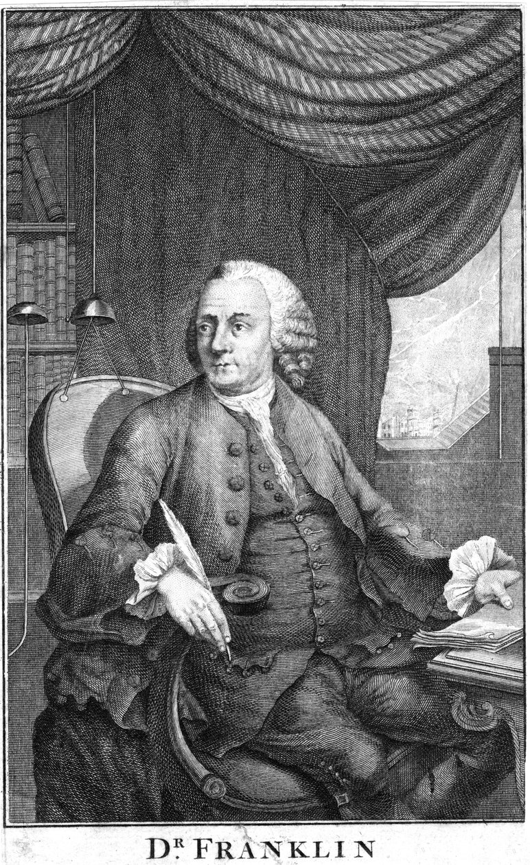 Benjamin Franklin, scienziato, inventore e statista americano, fine XVIII secolo da Unbekannt
