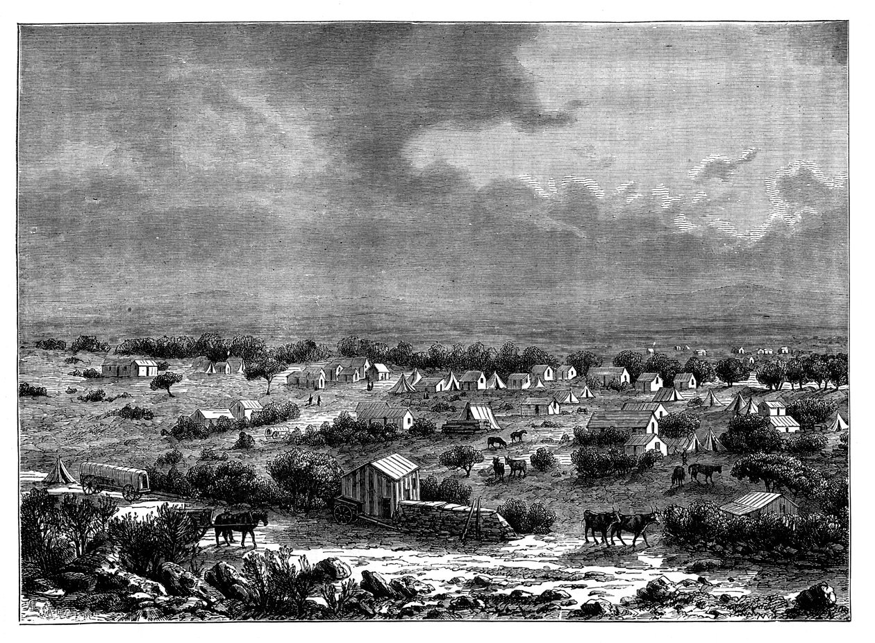 Berkly o Klipdrift, una città nel Griqualand West, Sudafrica, c1890 da Unbekannt