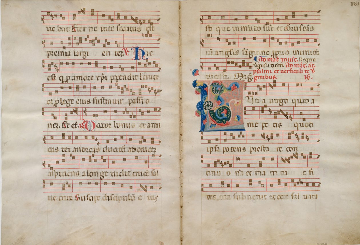 Bifolio con Iniziale L, da un Antifonario, XIV secolo da Unbekannt