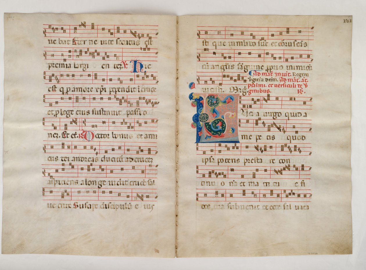 Bifolio con iniziale L, da un Antifonario, italiano, XIV secolo da Unbekannt