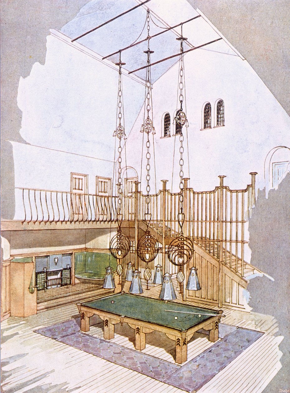 Sala da biliardo, progettata da George Walton, da 