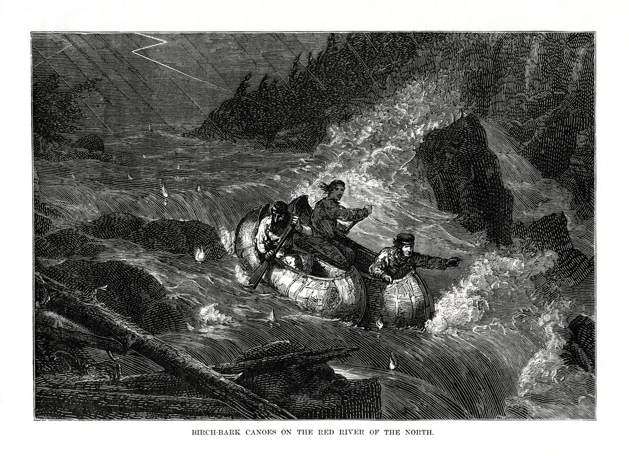 Canoe di corteccia di betulla sul fiume Rosso del Nord, Stati Uniti da Unbekannt