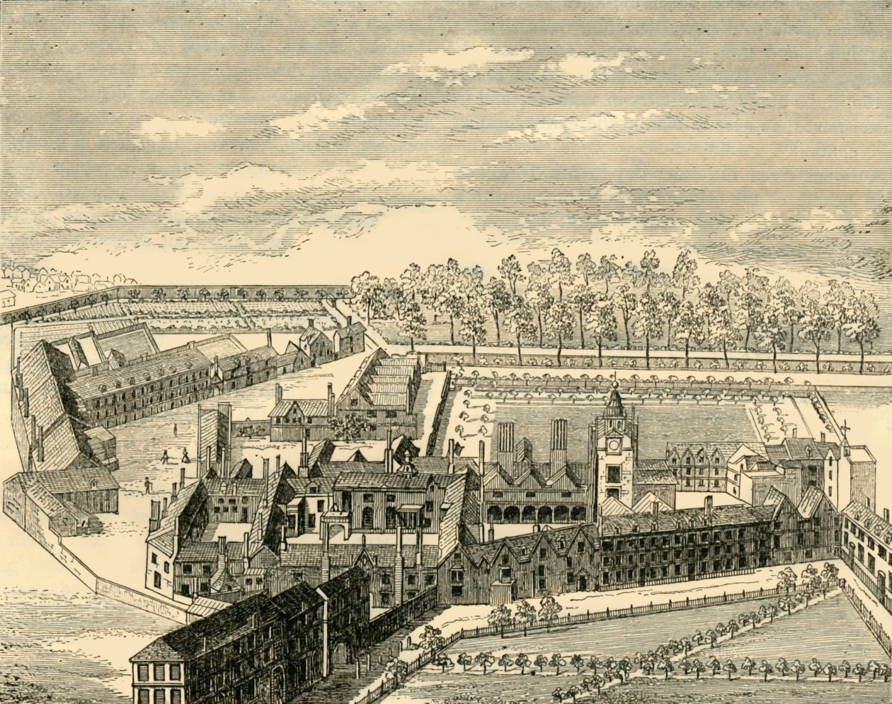 Veduta aerea della vecchia Charterhouse, c1872 da Unbekannt