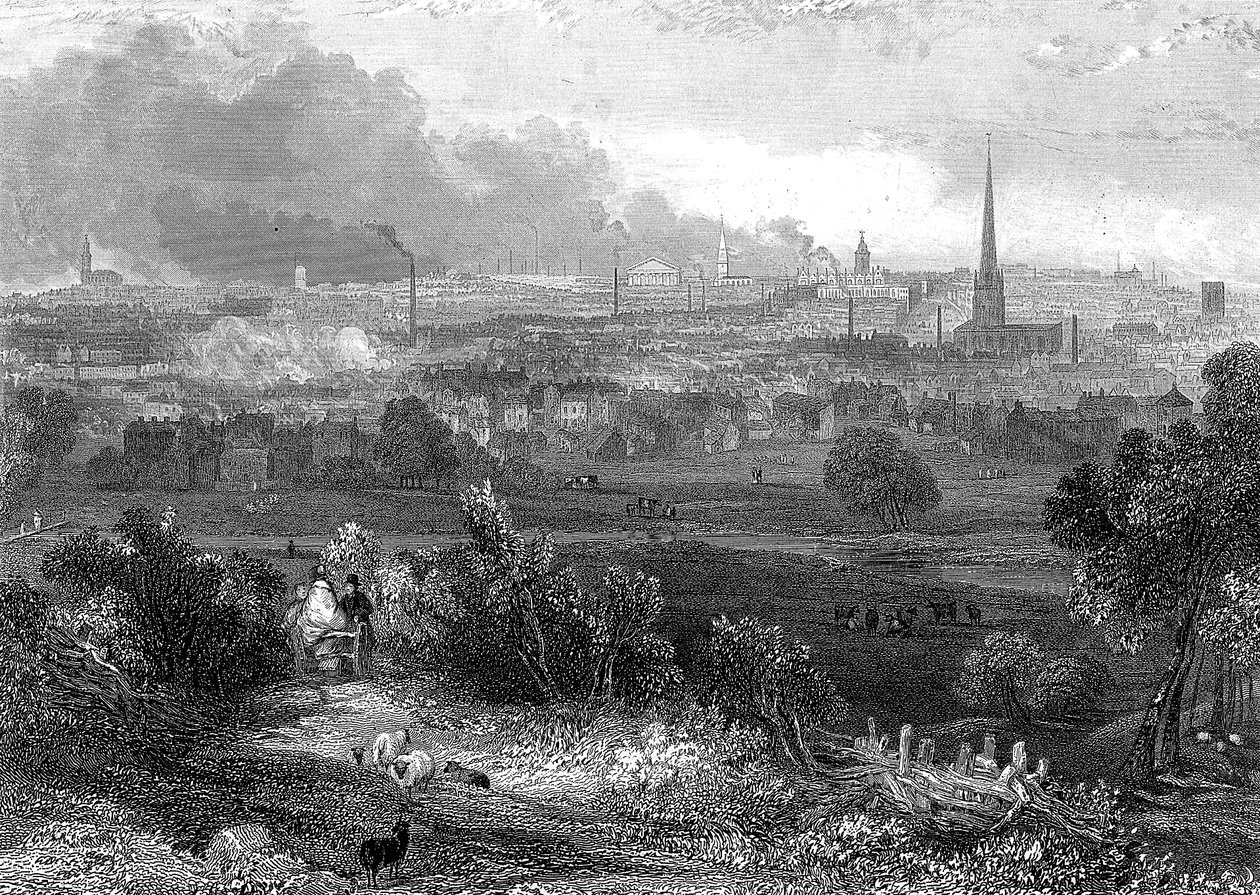 Birmingham vista da sud con camini fumanti, c1860 da Unbekannt