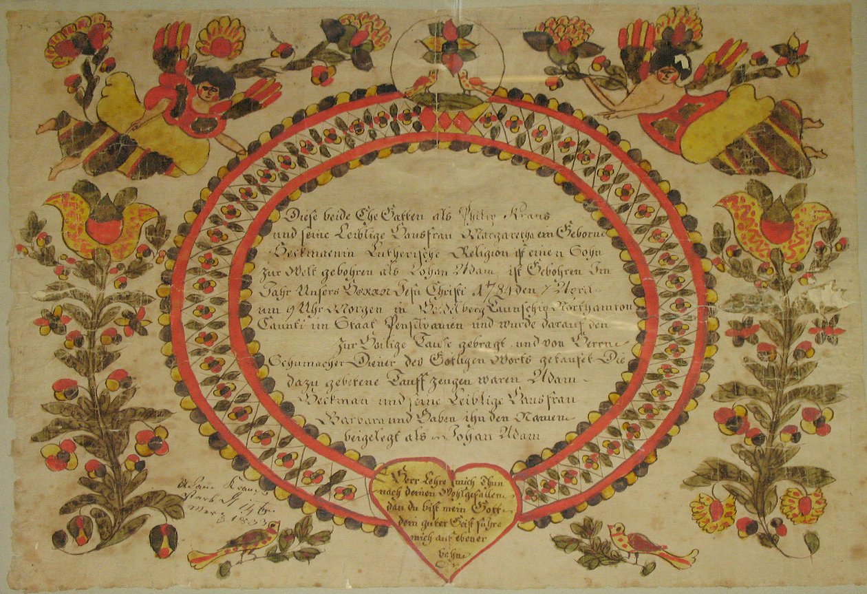 Certificato di nascita e battesimo, 1784 da Unbekannt