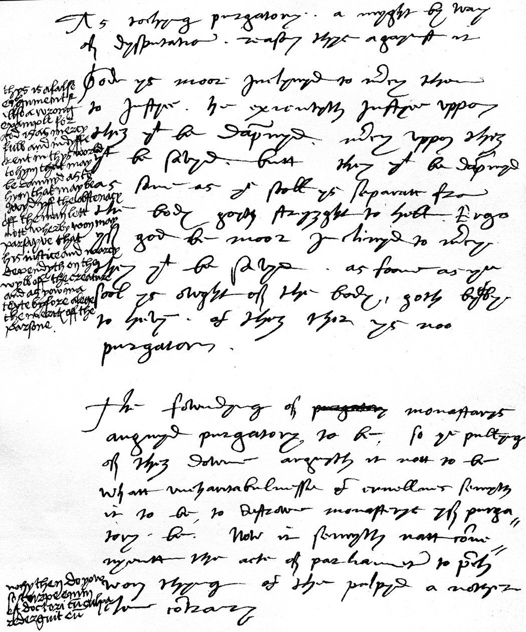 Argomenti del vescovo Latimer contro la dottrina cattolica del Purgatorio con note marginali fatte da re Enrico VIII, c.1538 da Unbekannt