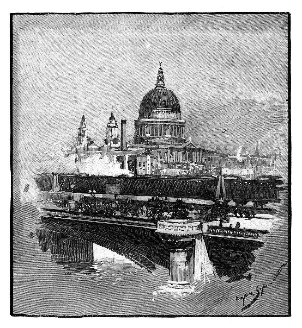 Ponte di Blackfriars e Cattedrale di San Paolo, Londra da Unbekannt