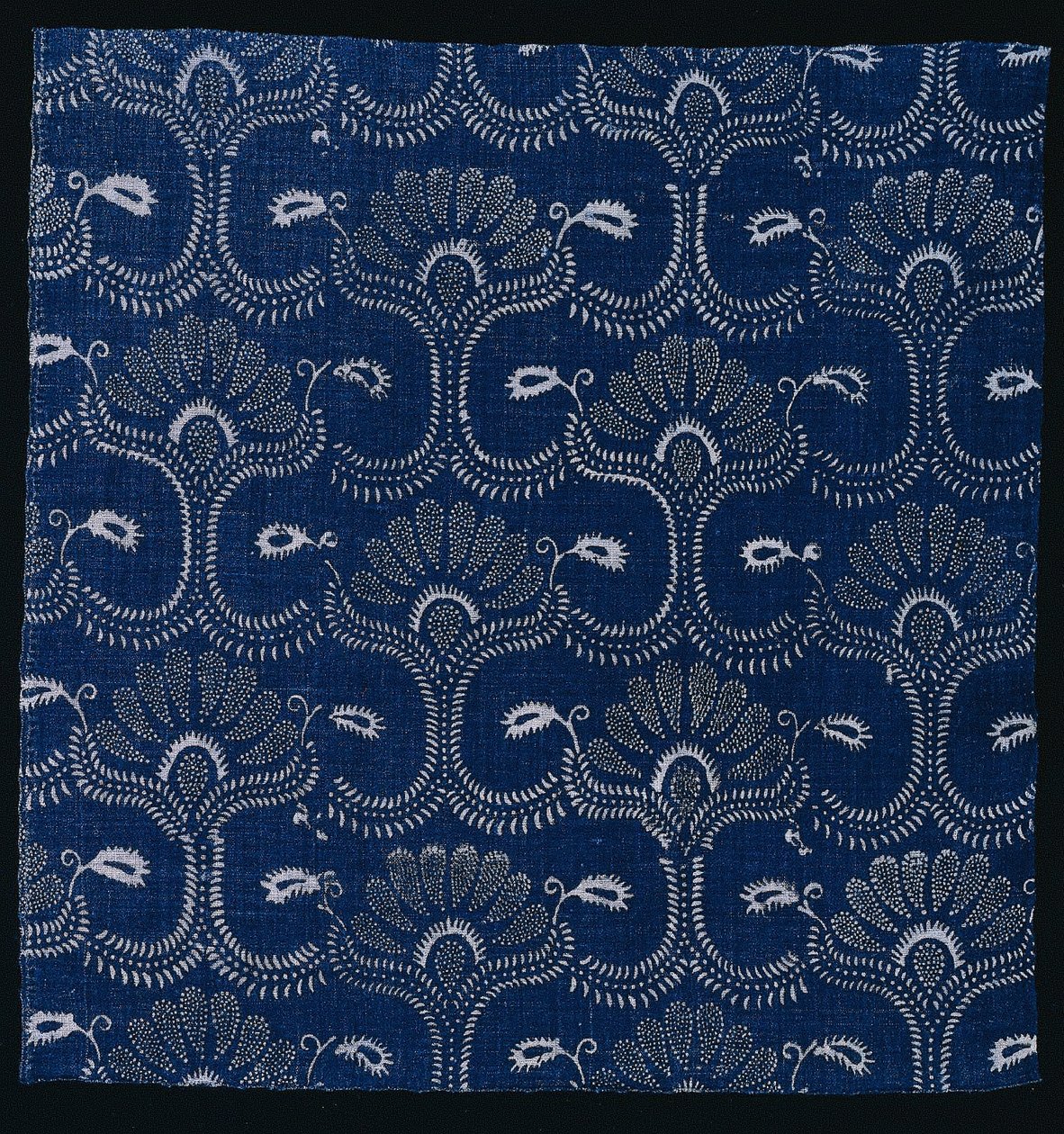 Stampa a resistenza indaco blu con design a foglia stilizzata, 1790 da Unbekannt
