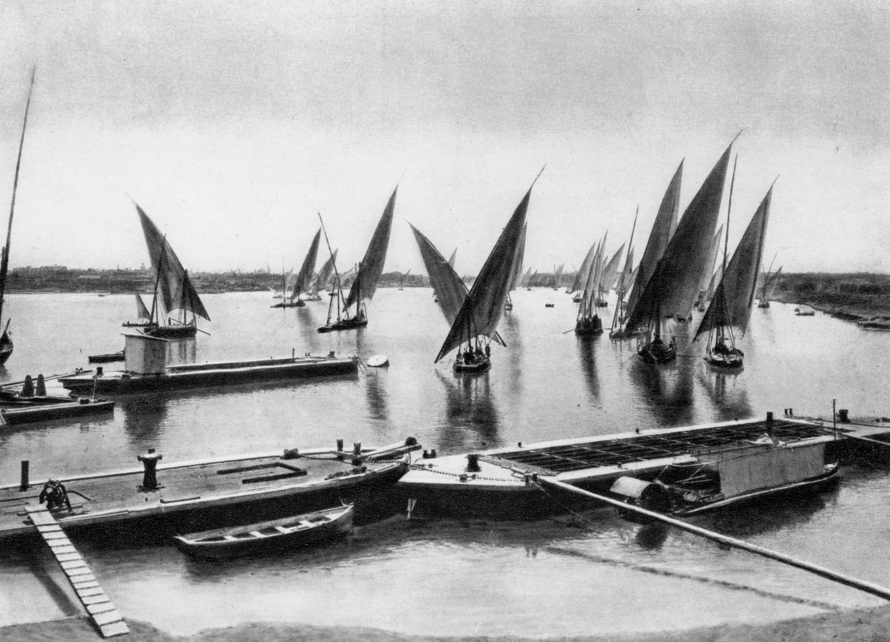 Barche sul Nilo, Il Cairo, Egitto, c1920s da Unbekannt