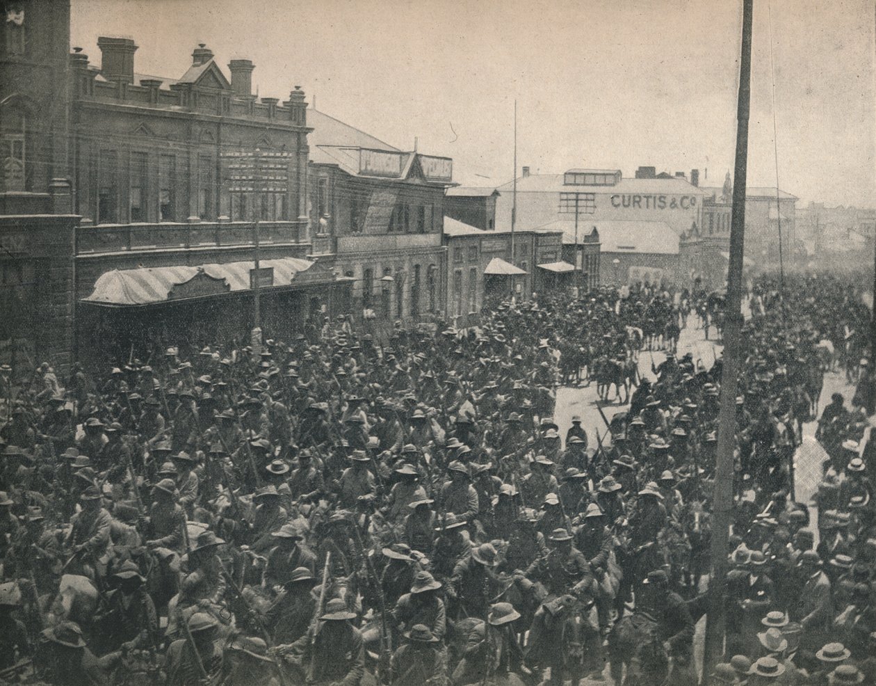 Commando boero che attraversa Johannesburg Seconda Guerra del Transvaal, c1900 da Unbekannt
