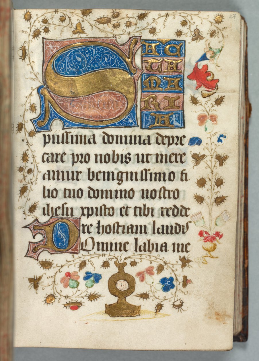Libro delle Ore Uso di Metz: Fol. 27r, Iniziali Decorate, c. 1440 da Unbekannt